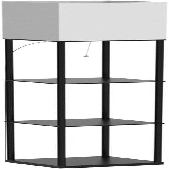 Stylish Black Floor Lamp with Shelves - Modern Corner Display Bookshelf Lamp with 3 Color Temperature Bulb for Living Room and Bedroom