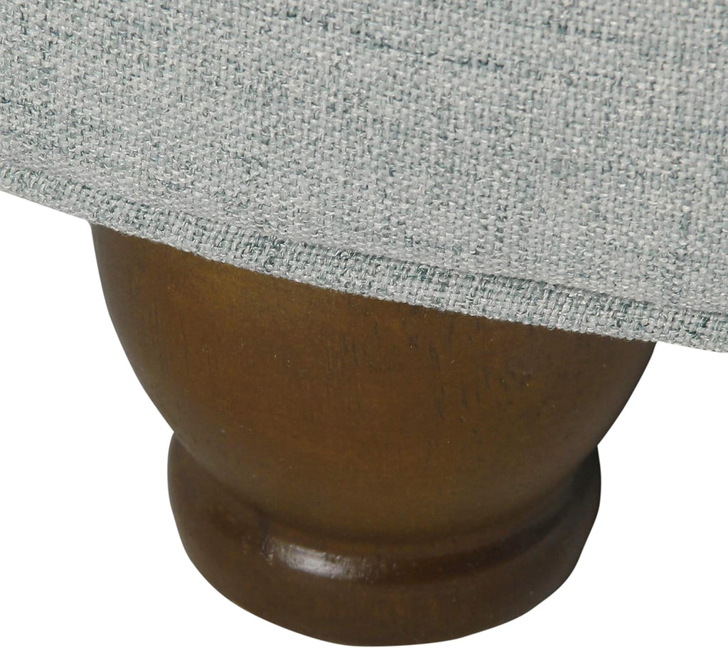 Stylish Light Blue Button Tufted Round Storage Ottoman for Living Room & Bedroom