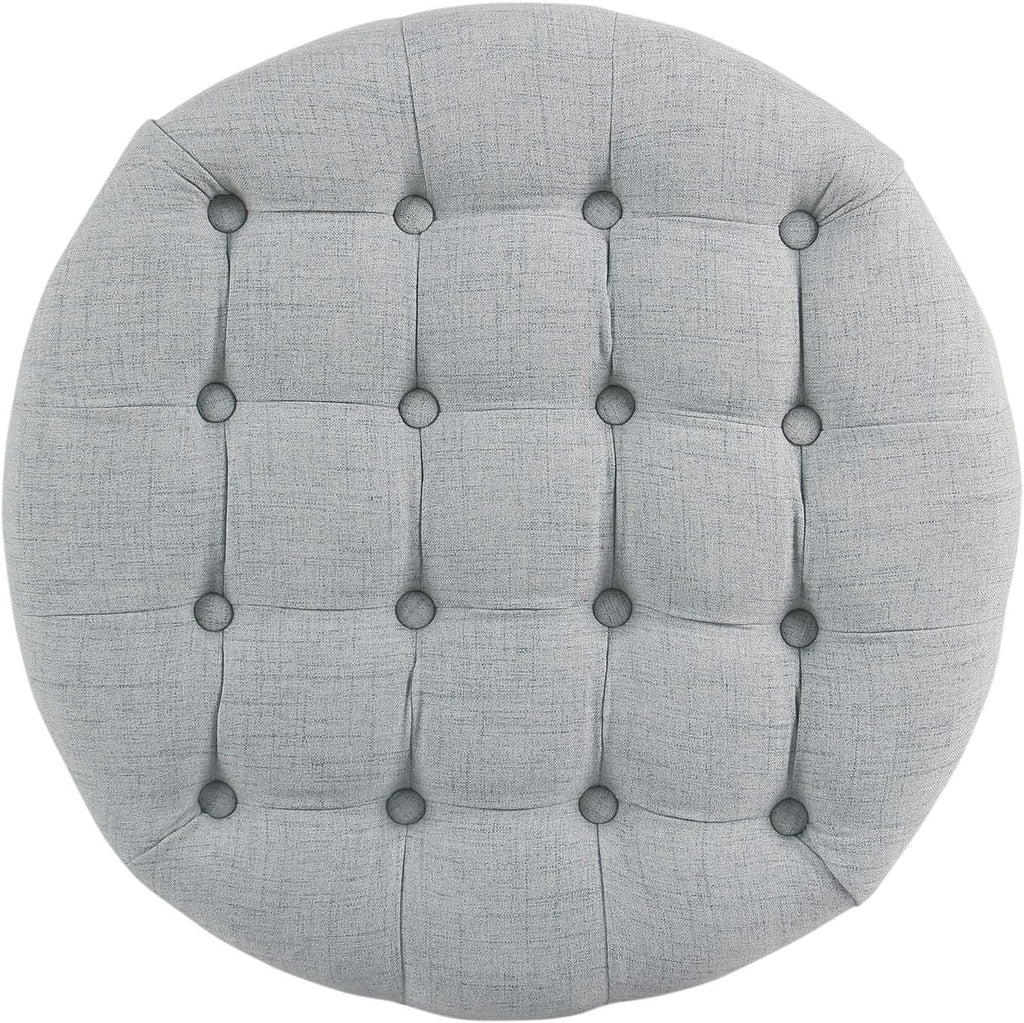 Stylish Light Blue Button Tufted Round Storage Ottoman for Living Room & Bedroom