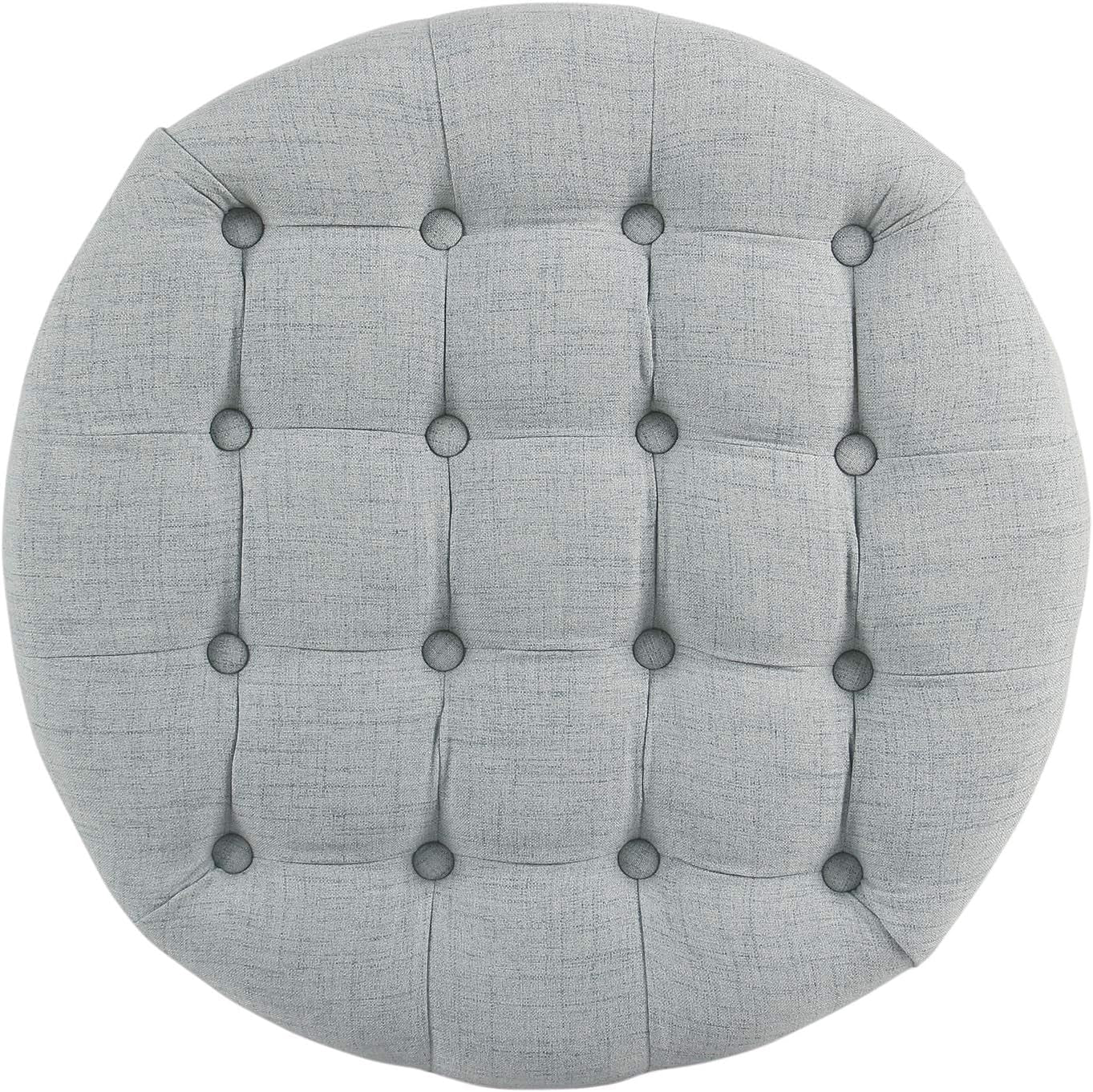 Stylish Light Blue Button Tufted Round Storage Ottoman for Living Room & Bedroom