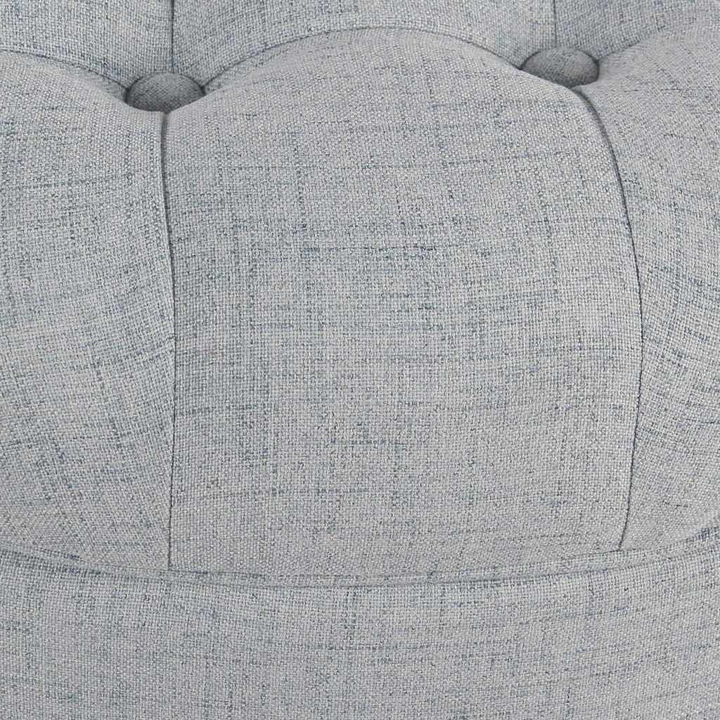 Stylish Light Blue Button Tufted Round Storage Ottoman for Living Room & Bedroom